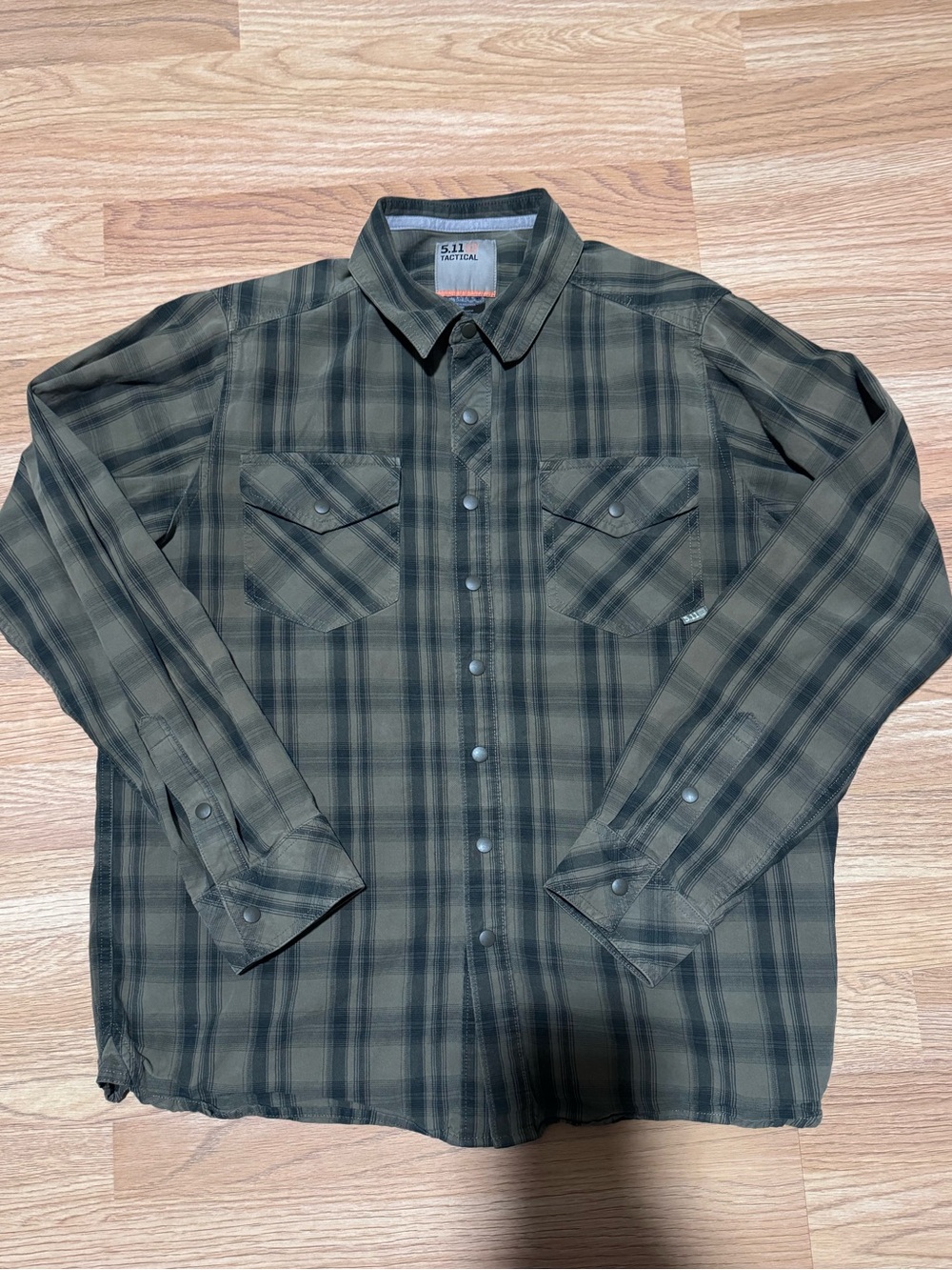 5.11 Tactical Shirt Olive Green Plaid Button-Down Shirt